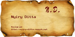 Nyiry Ditta névjegykártya